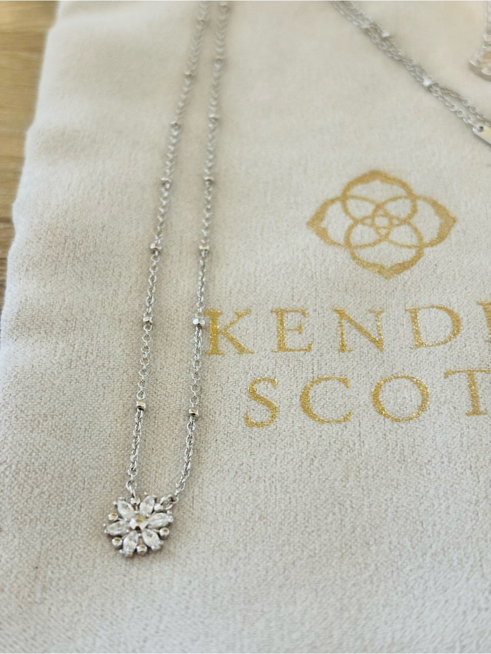 Kendra Scott Silver Crystal Flower Necklace - Picture 4 of 4